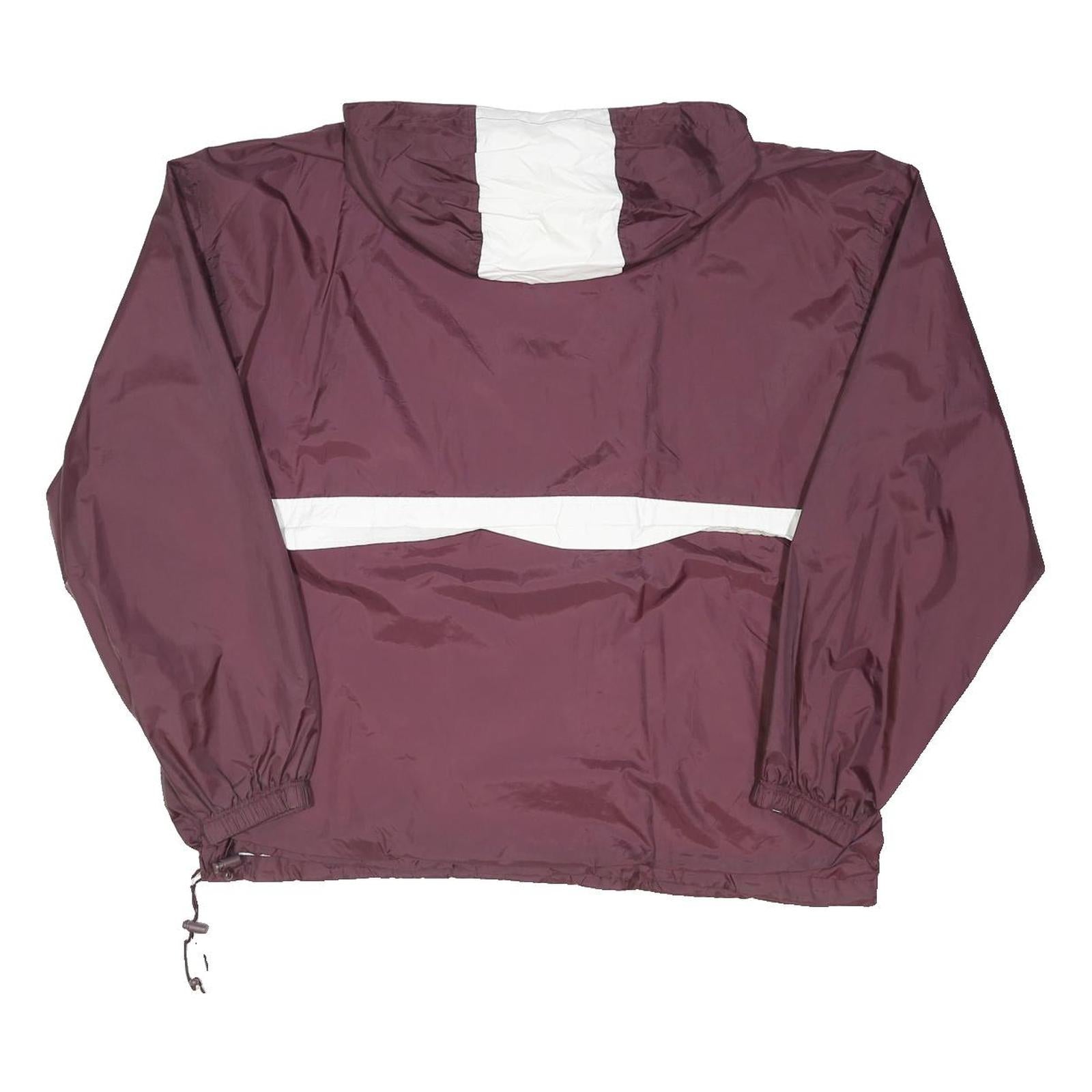 HOLLOWAY Womens Maroon & White Zip Nylon Jacket XL Plain Lightweight Rainwear