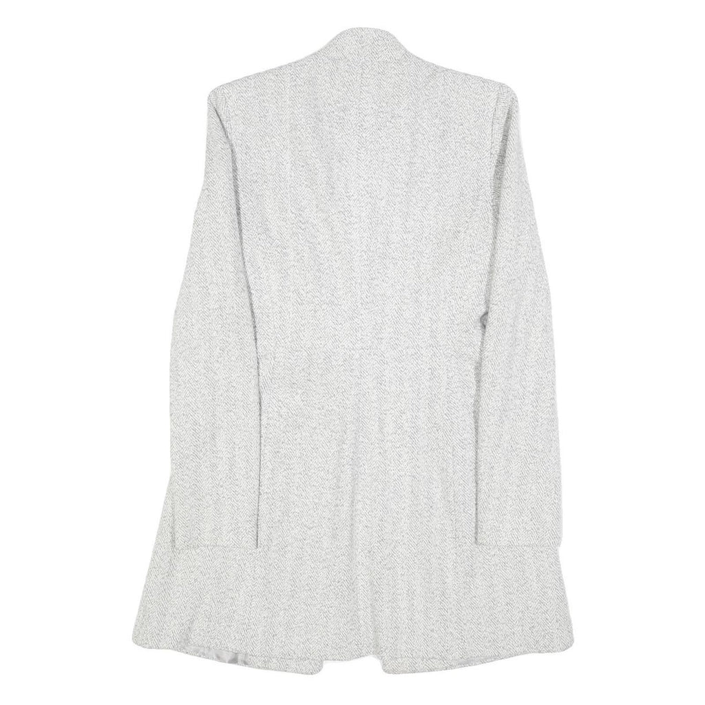 ZARA BASIC Womens White Herringbone Jacket S Polyester Blend Button Closure