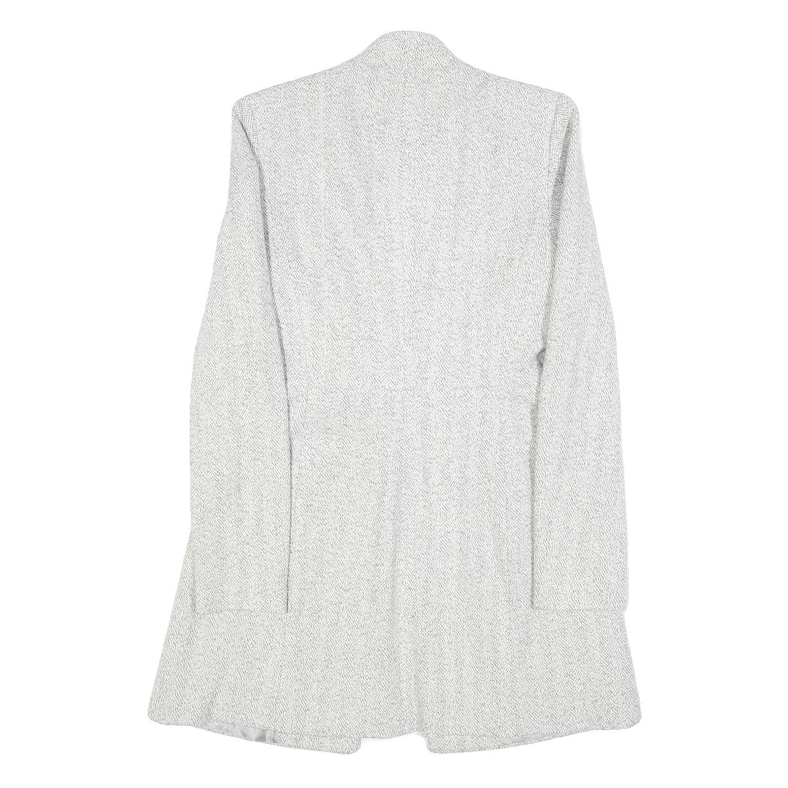 ZARA BASIC Womens White Herringbone Jacket S Polyester Blend Button Closure