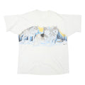 Mens White Cotton Blend Wolves Graphic T-Shirt M Short Sleeve Crew Neck Nature