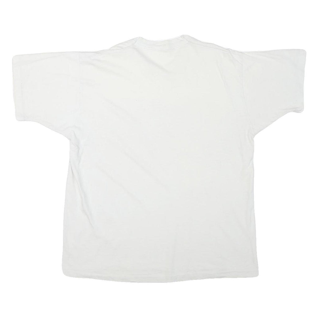 Mens White Cotton Blend Wolves Graphic T-Shirt M Short Sleeve Crew Neck Nature
