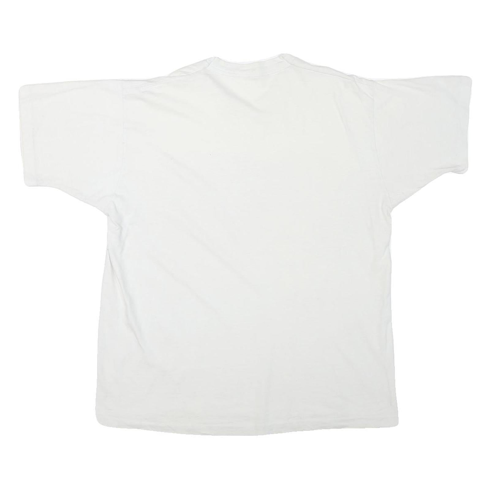 Mens White Cotton Blend Wolves Graphic T-Shirt M Short Sleeve Crew Neck Nature