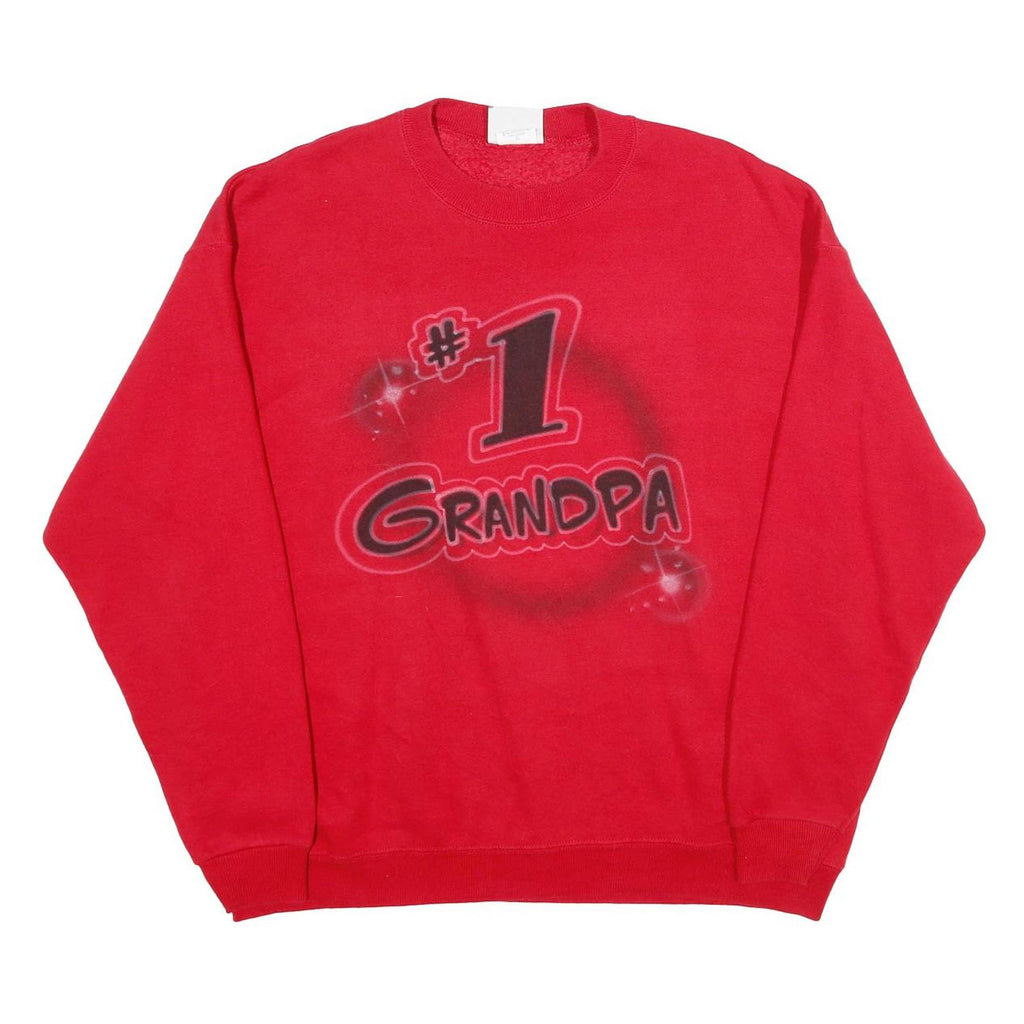 LEE Mens Red #1 Grandpa Crew Neck XL Cotton Blend Sweatshirt Pullover