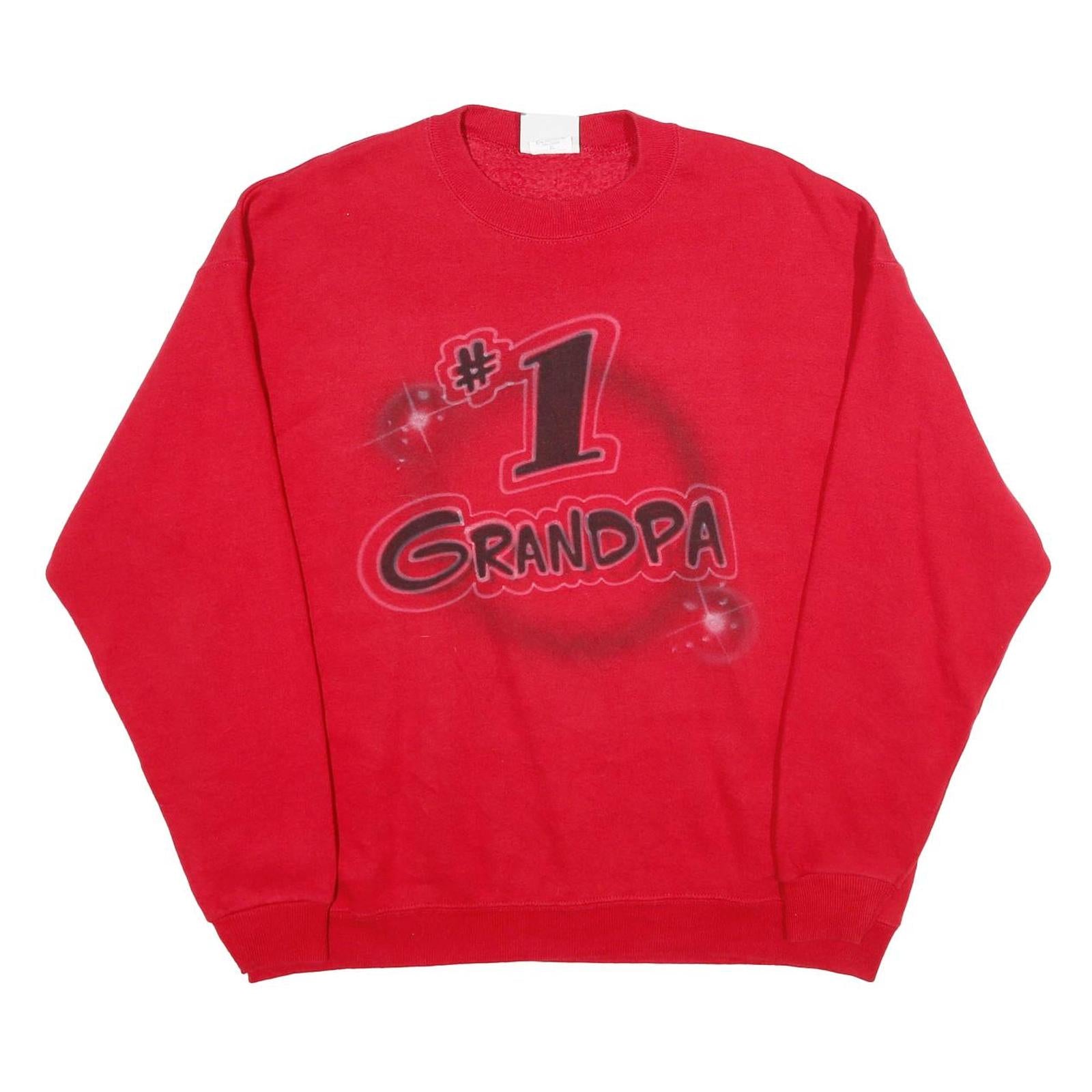 LEE Mens Red #1 Grandpa Crew Neck XL Cotton Blend Sweatshirt Pullover