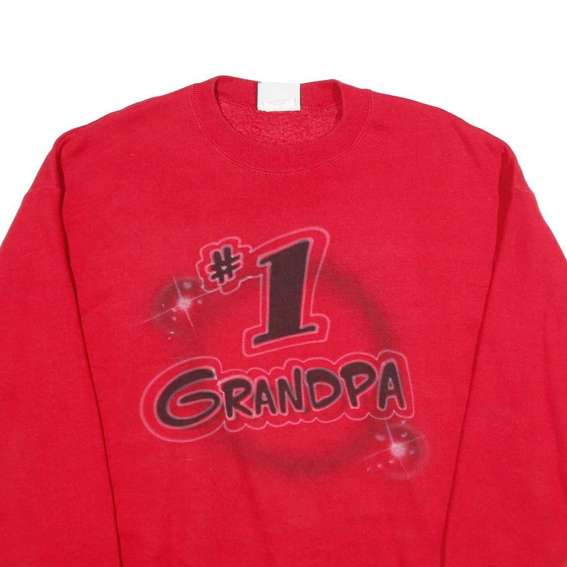 LEE Mens Red #1 Grandpa Crew Neck XL Cotton Blend Sweatshirt Pullover