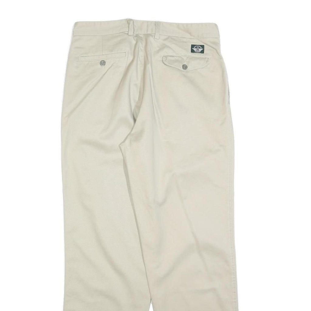 DOCKERS Mens Regular Fit Beige Cotton Blend Zip Trousers W33 L32 Classic