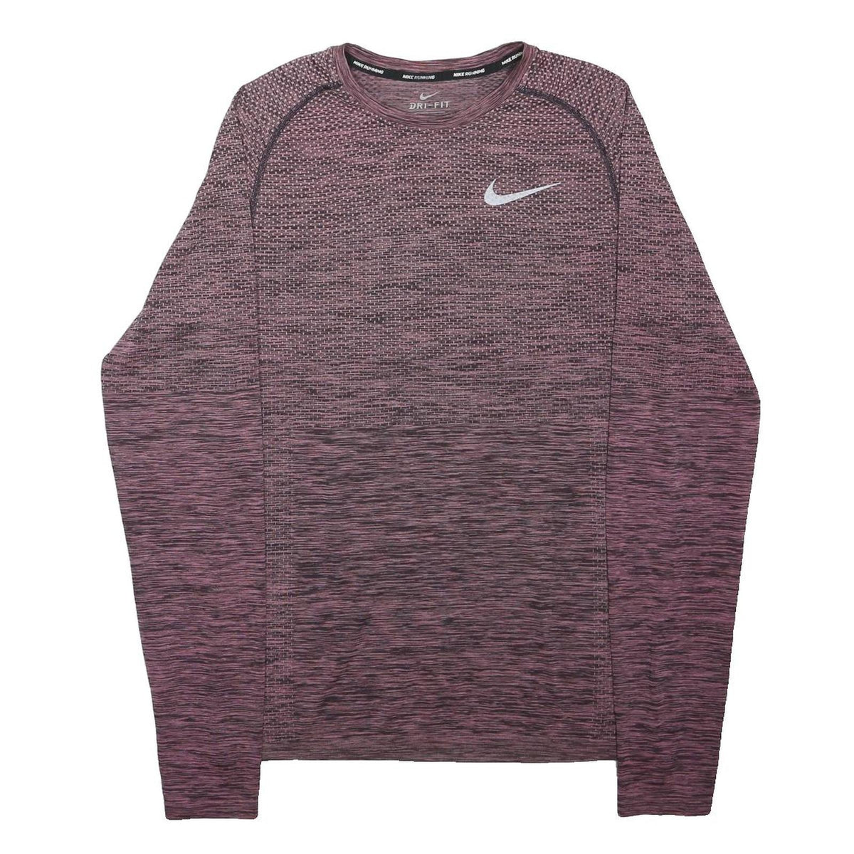 NIKE Mens Maroon Running Long Sleeve Crew Neck T-Shirt S Activewear