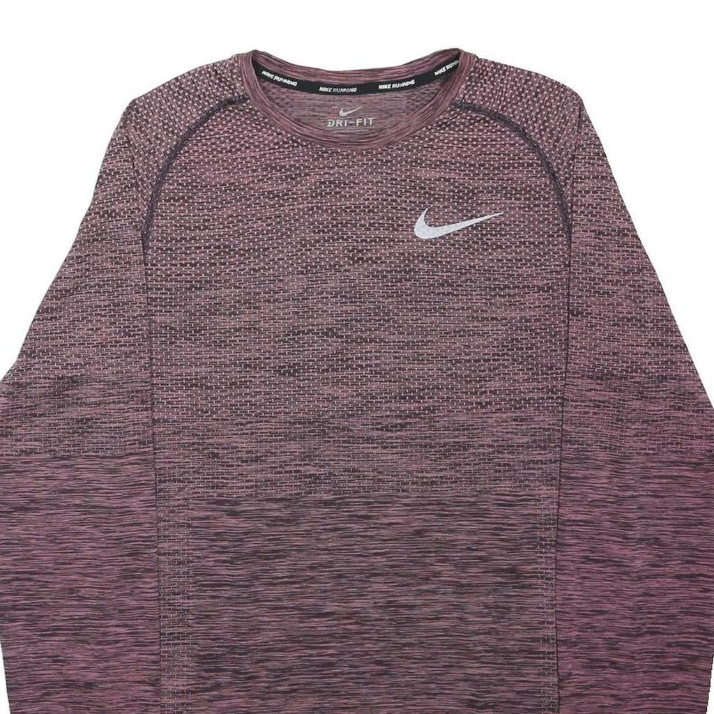 NIKE Mens Maroon Running Long Sleeve Crew Neck T-Shirt S Activewear