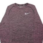 NIKE Mens Maroon Running Long Sleeve Crew Neck T-Shirt S Activewear