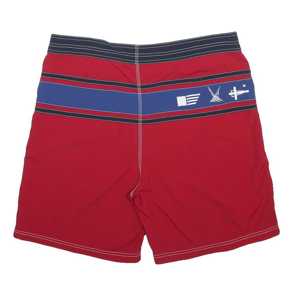 NAUTICA Mens Red Blue Casual Nylon Shorts L W36 Logo Drawstring