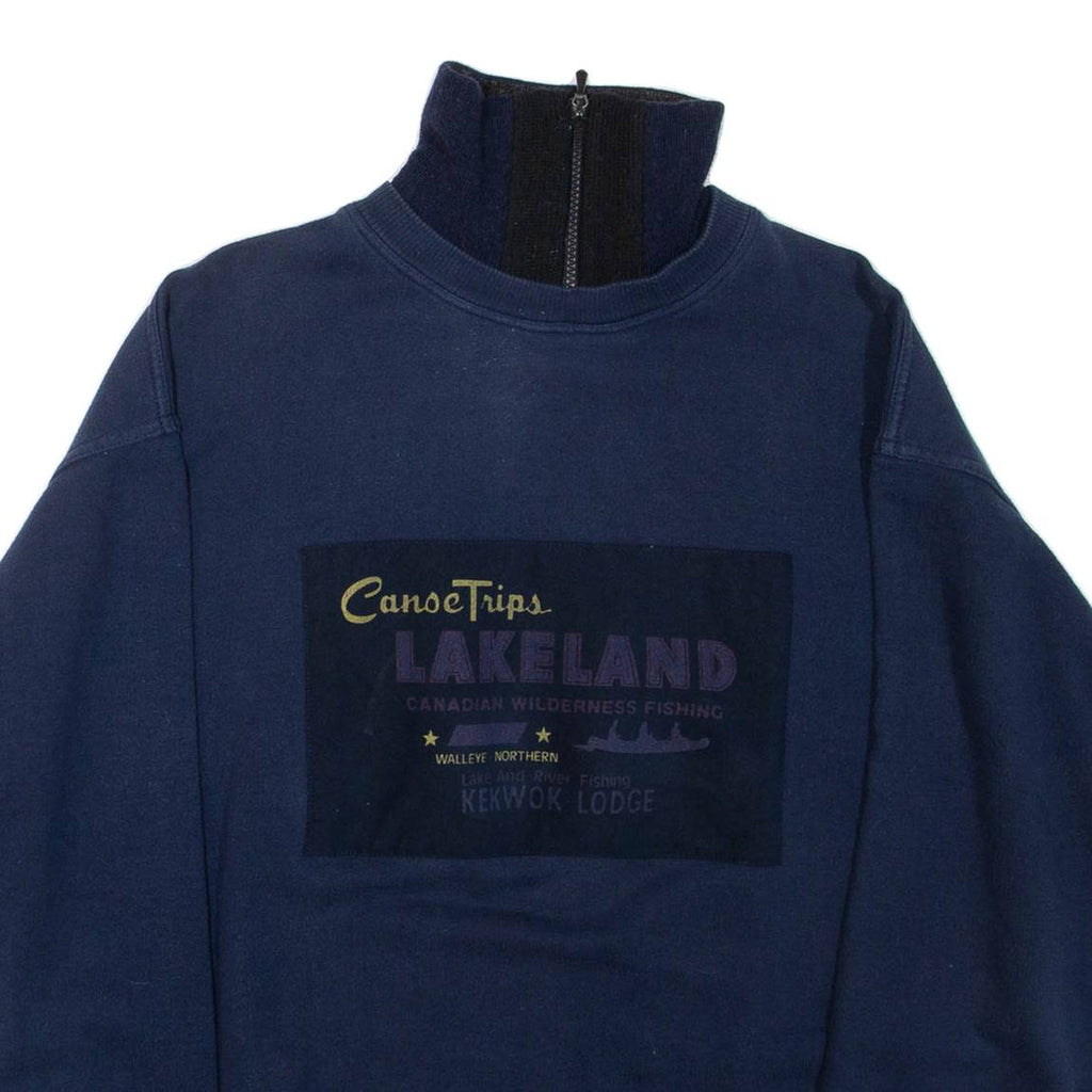 Mens Sweatshirt Blue 1/4 Zip M