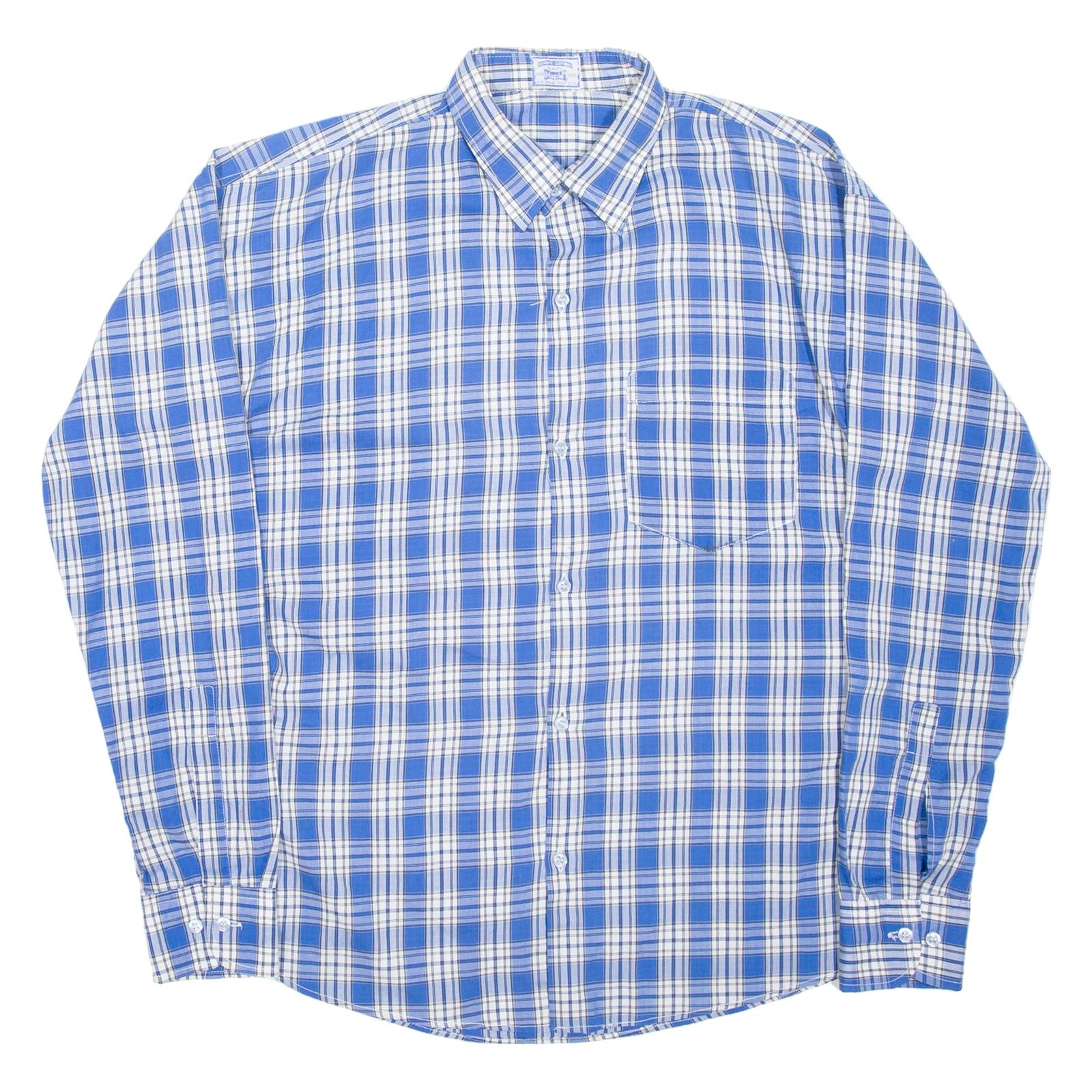 MAPLE Mens Plain Shirt Blue Striped Long Sleeve S