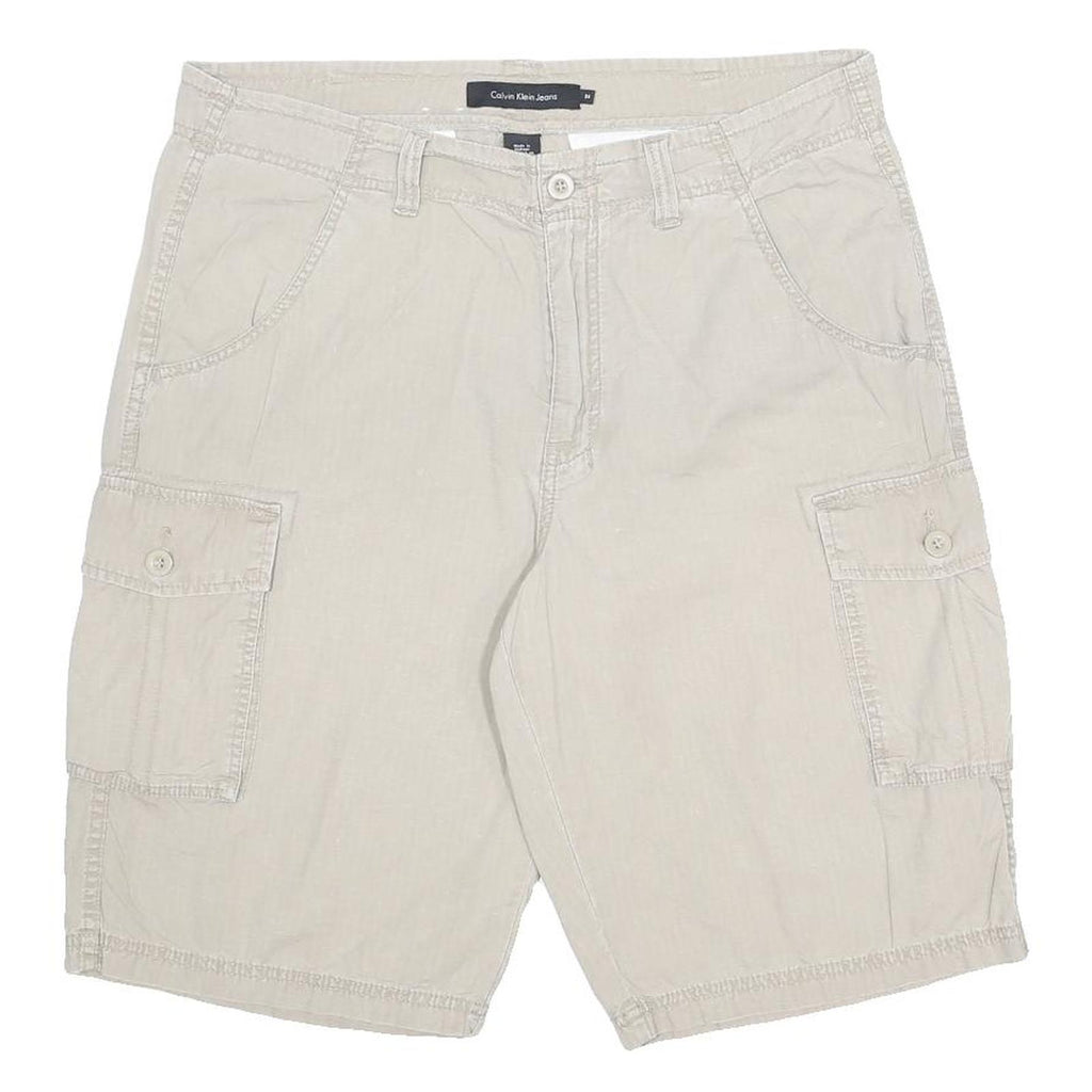 CALVIN KLEIN JEANS Mens Beige Casual Cargo Cotton Shorts M W34 Comfortable Fit