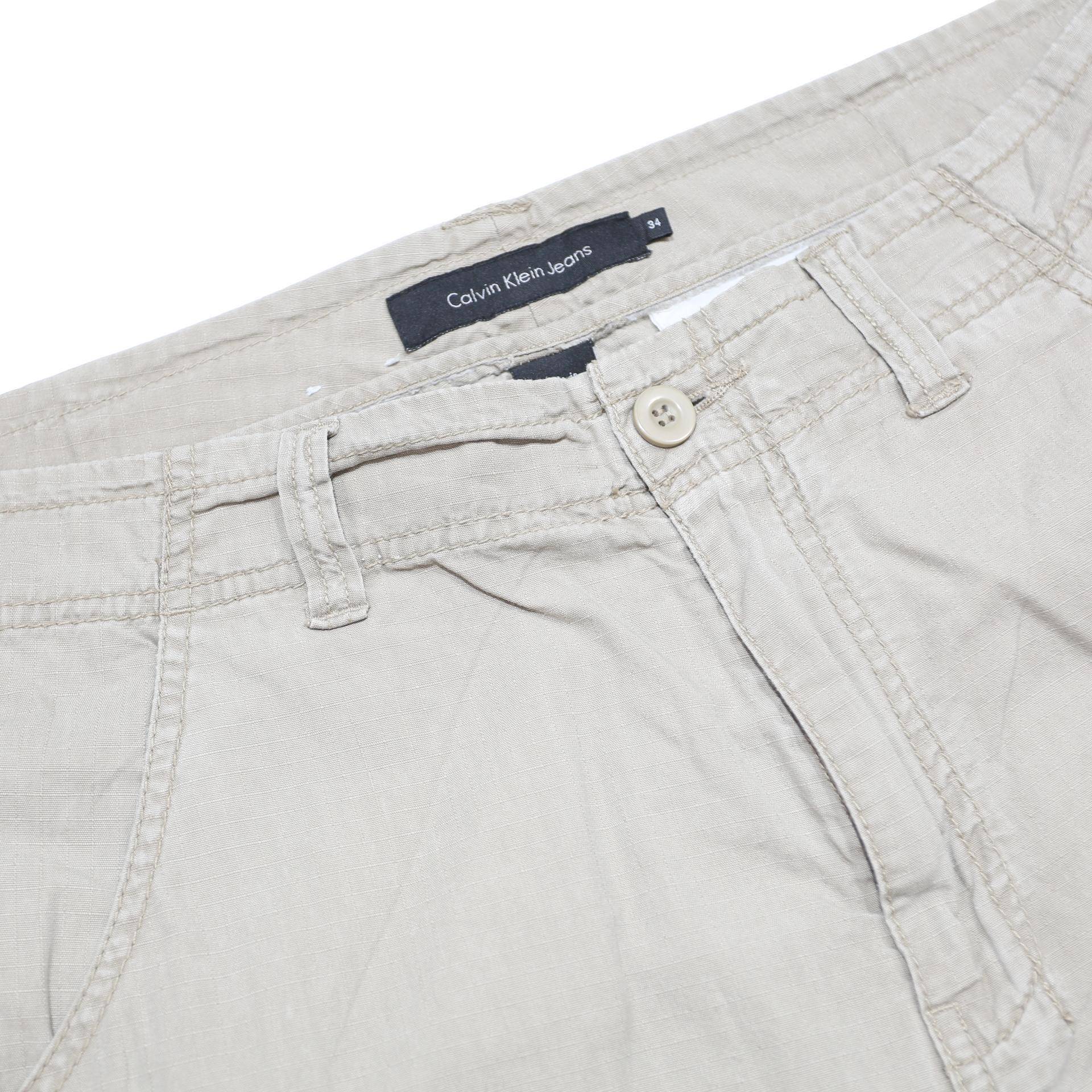 CALVIN KLEIN JEANS Mens Beige Casual Cargo Cotton Shorts M W34 Comfortable Fit