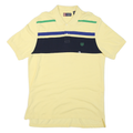 CHAPS Mens Yellow & Navy Blue Striped Polo Shirt XL Cotton Blend Short Sleeve