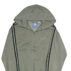 ADIDAS ORIGINALS Mens Green & Black Hooded Jacket S Polyester Blend Zip