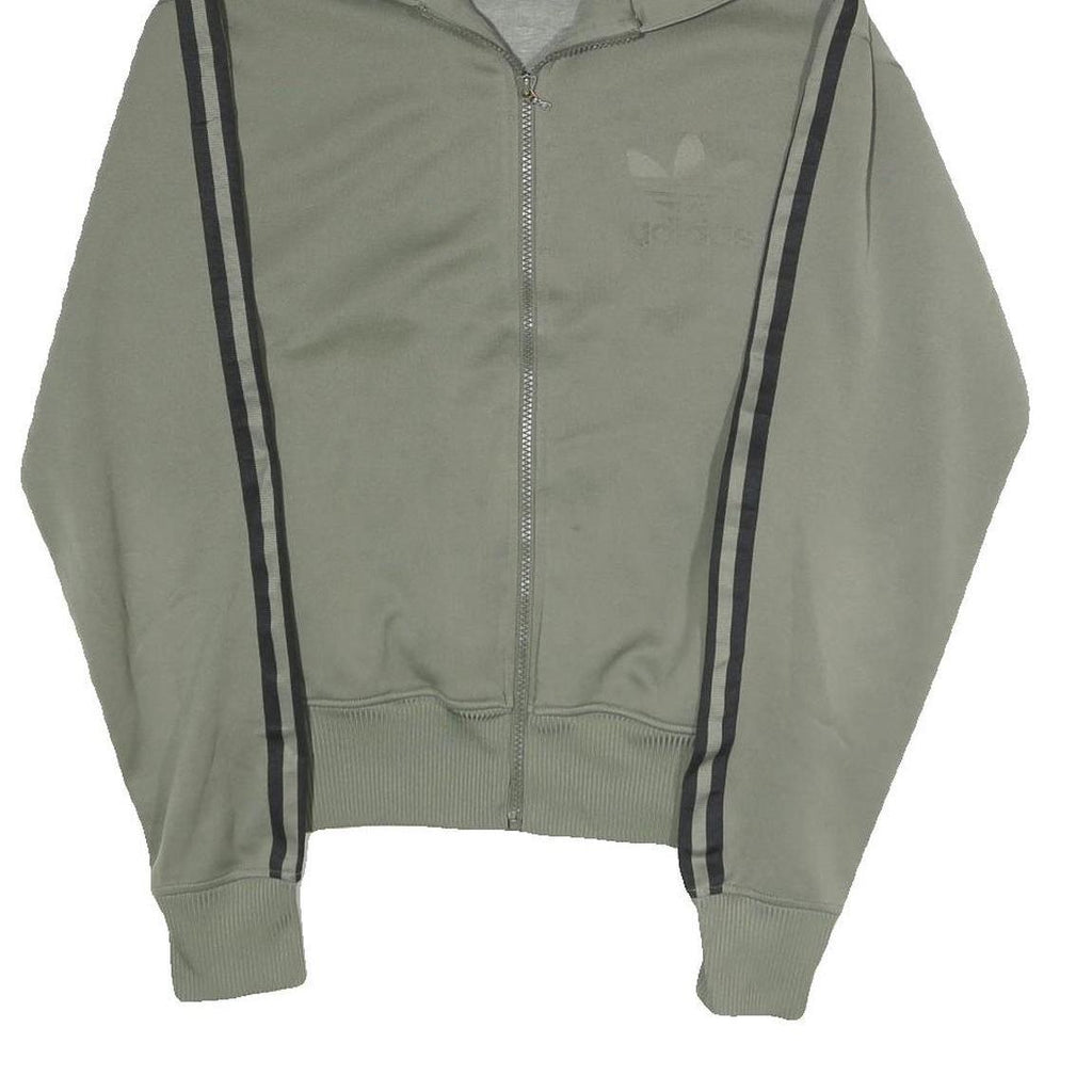 ADIDAS ORIGINALS Mens Green & Black Hooded Jacket S Polyester Blend Zip