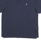 NAUTICA Mens Navy Blue Short Sleeve Plain Polo Shirt L Cotton Blend Comfortable