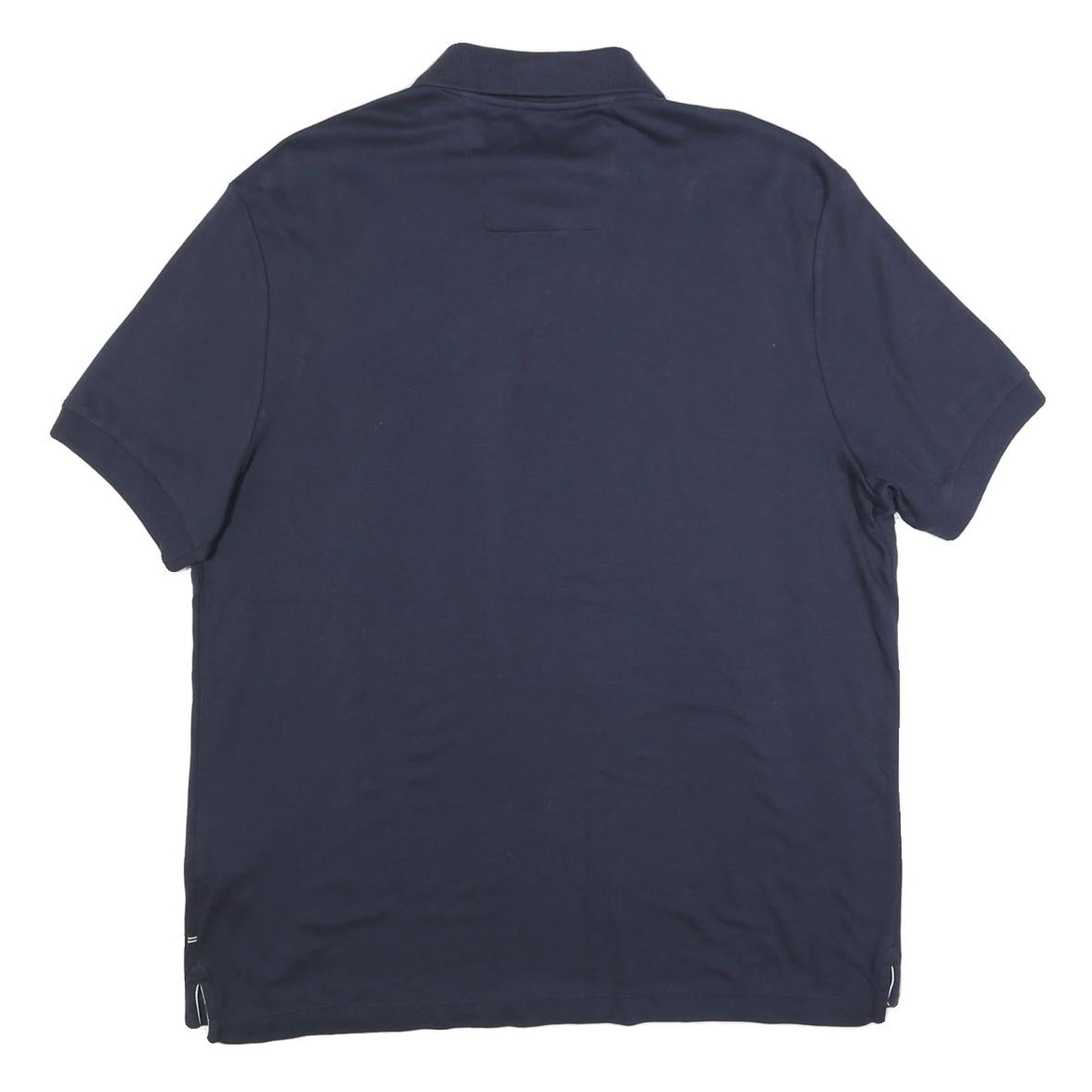 NAUTICA Mens Navy Blue Short Sleeve Plain Polo Shirt L Cotton Blend Comfortable