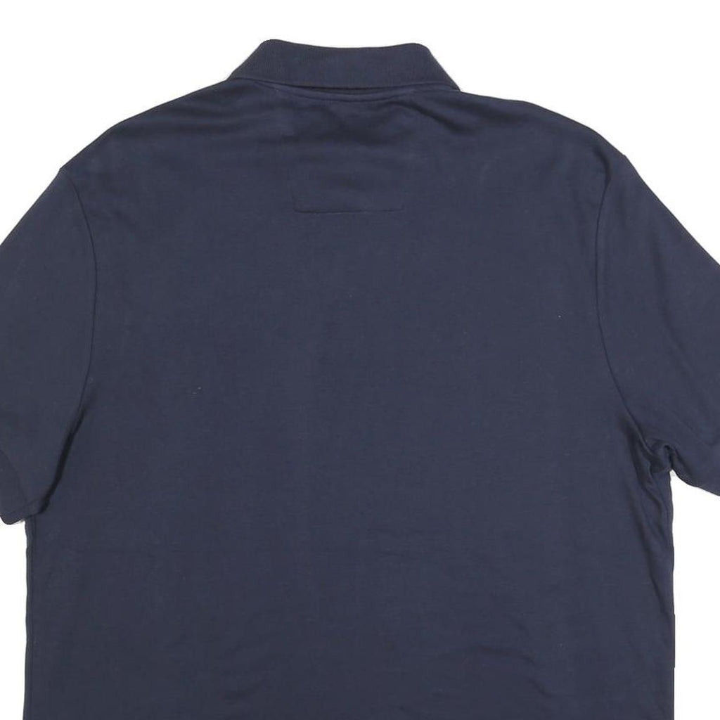 NAUTICA Mens Navy Blue Short Sleeve Plain Polo Shirt L Cotton Blend Comfortable