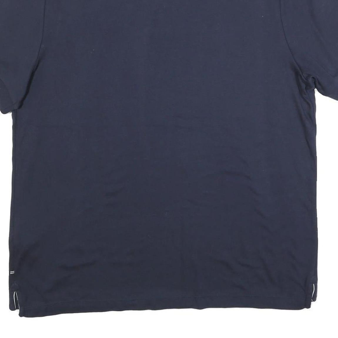 NAUTICA Mens Navy Blue Short Sleeve Plain Polo Shirt L Cotton Blend Comfortable