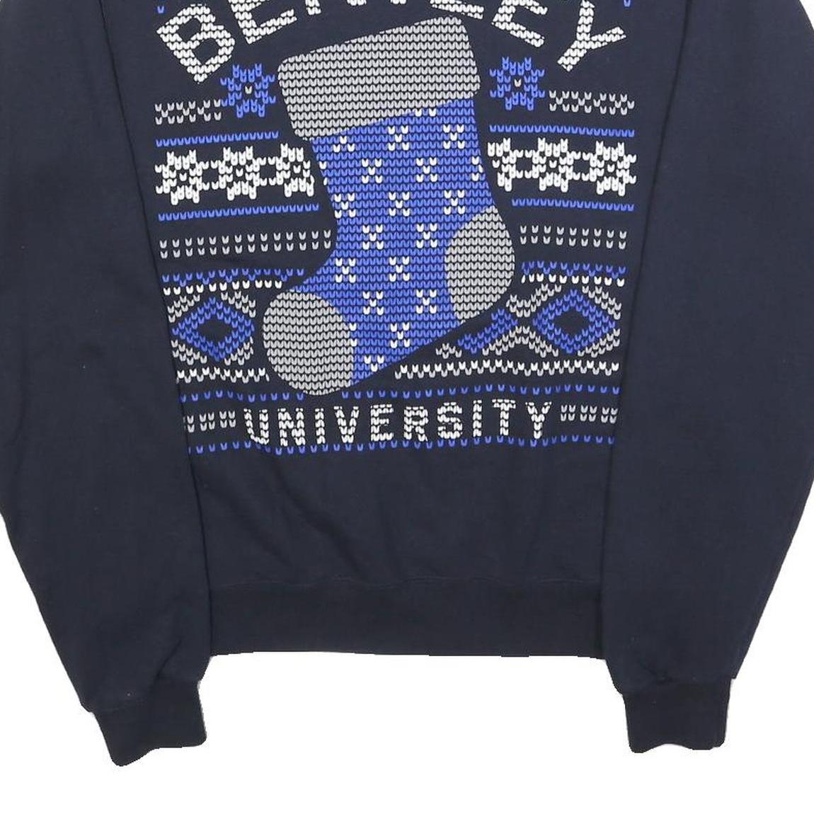 CHAMPION Mens Navy Blue Bentley University Crew Neck S Cotton Blend Sweatshirt