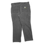CARHARTT Mens Relaxed Fit Grey Cotton Blend Zip Trousers W36 L28 Casual Workwear