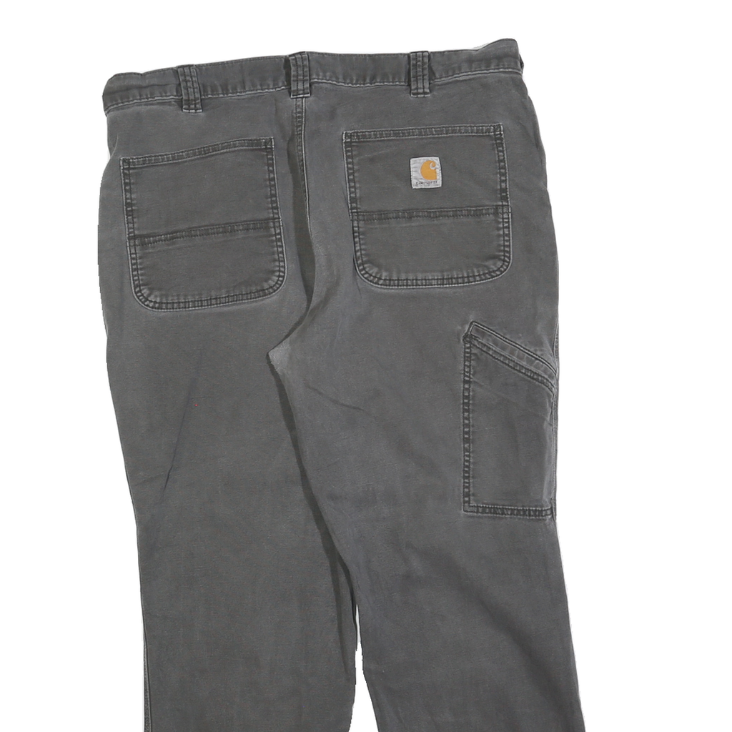 CARHARTT Mens Relaxed Fit Grey Cotton Blend Zip Trousers W36 L28 Casual Workwear