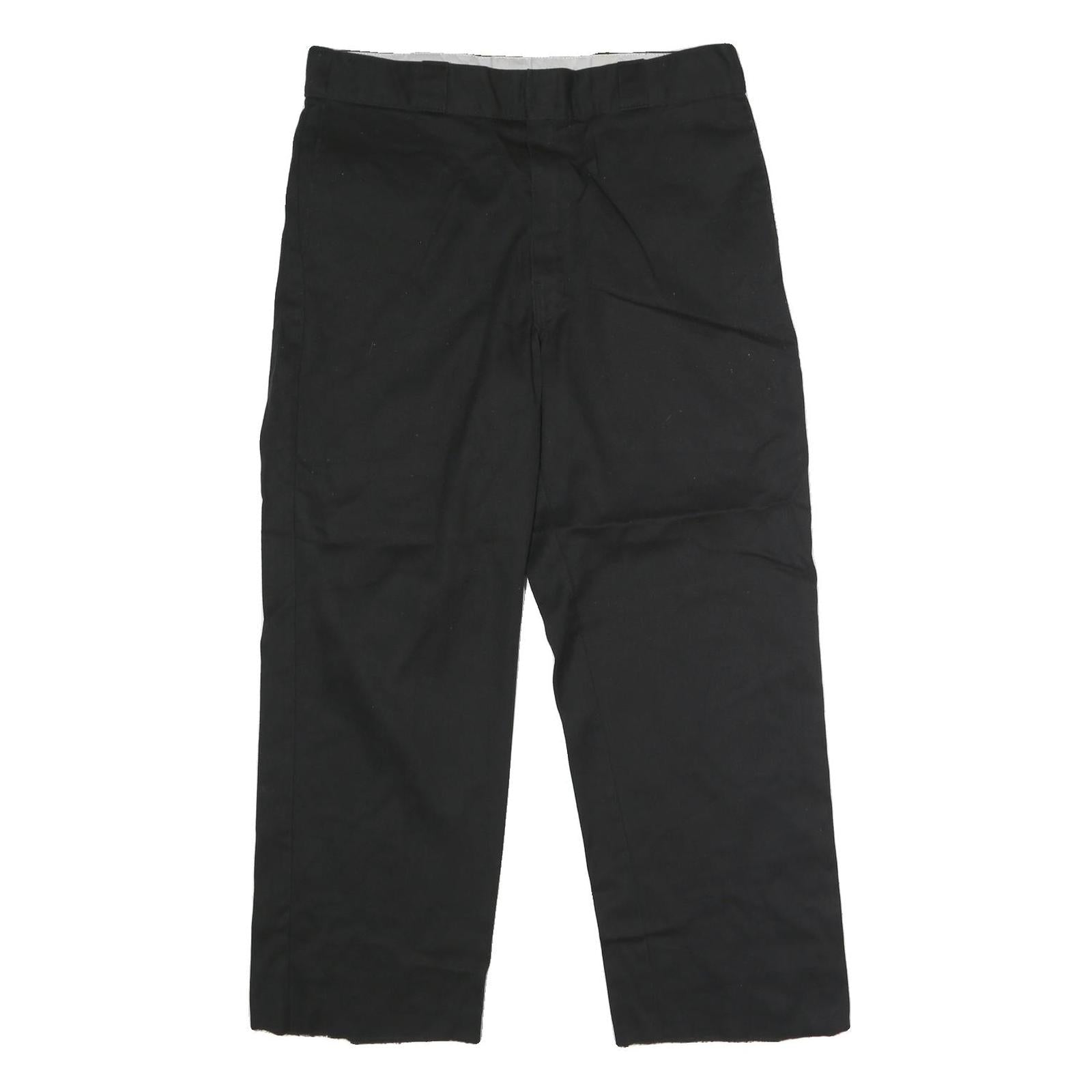 DICKIES Mens Black Classic Straight Leg Trousers W36 L28 Workwear Zip Closure