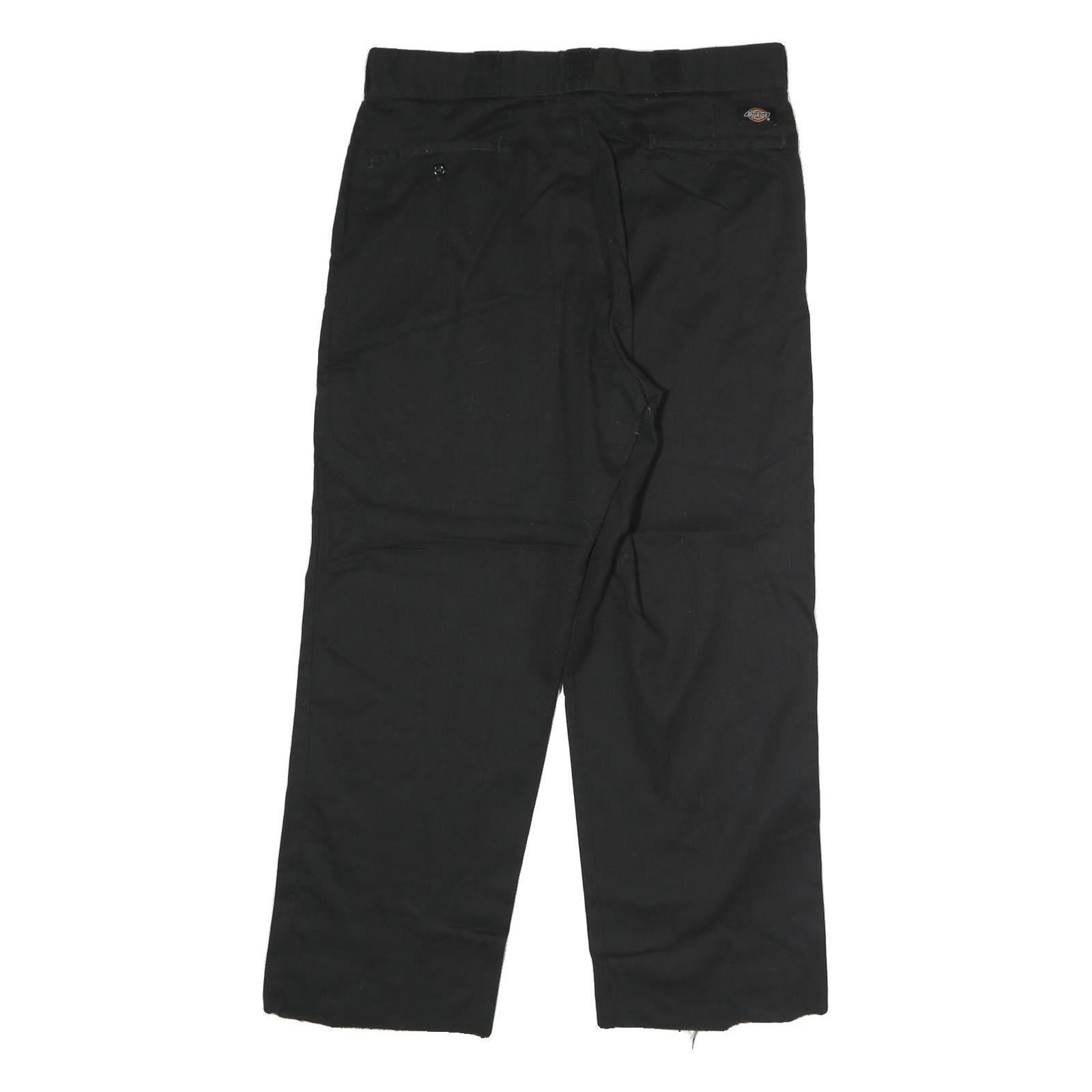 DICKIES Mens Black Classic Straight Leg Trousers W36 L28 Workwear Zip Closure