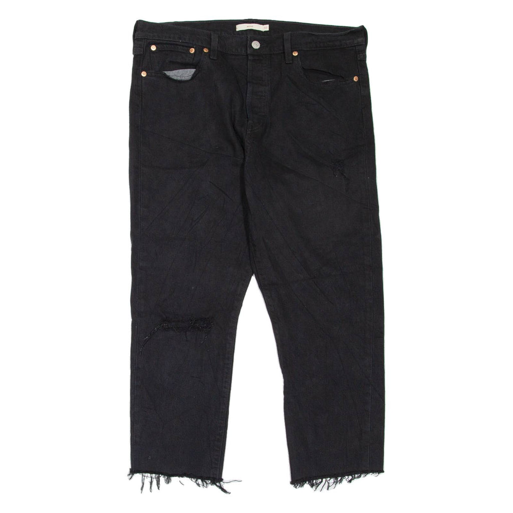 LEVI'S Wedgie BIG E Distressed Womens Jeans Black Regular Tapered W32 L24