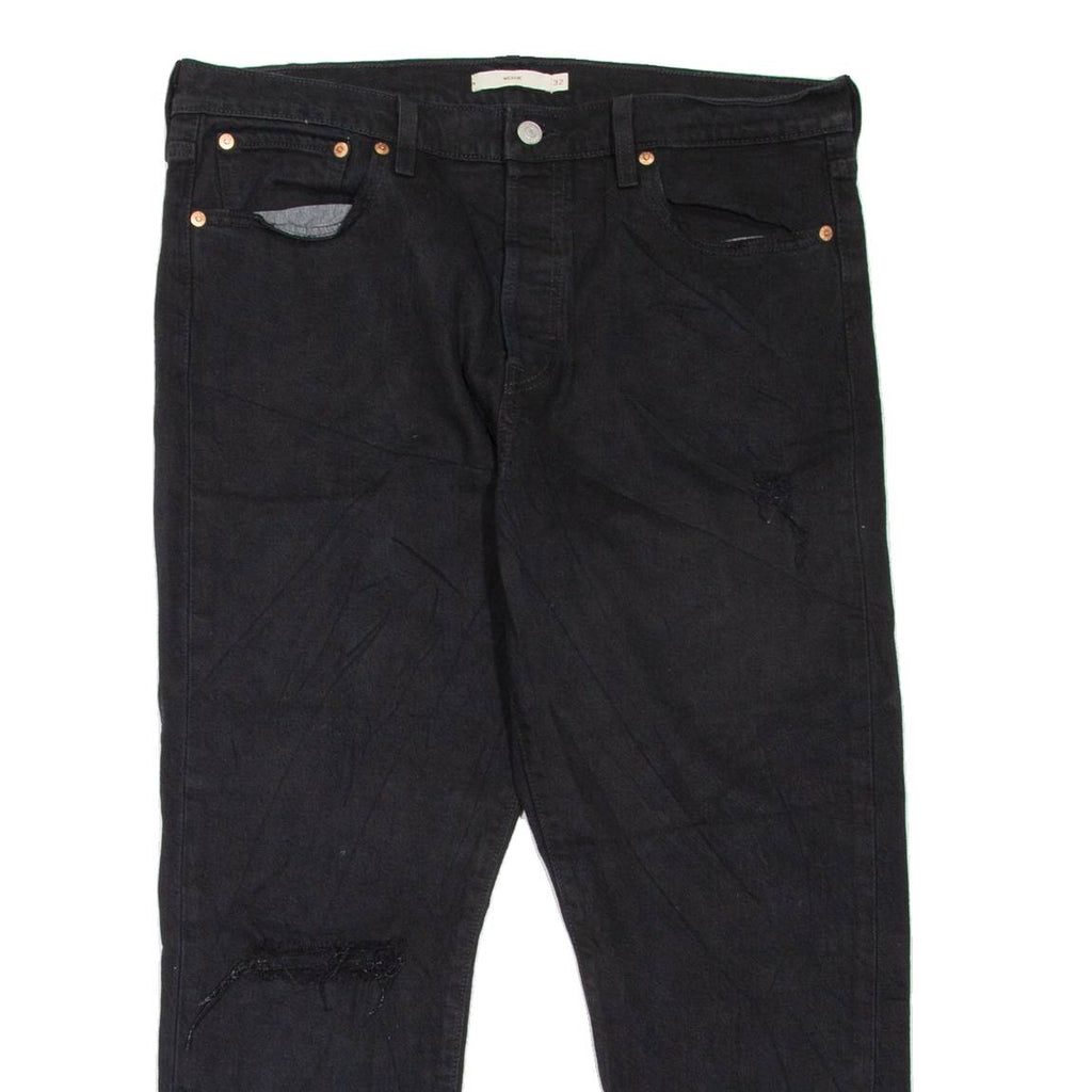 LEVI'S Wedgie BIG E Distressed Womens Jeans Black Regular Tapered W32 L24