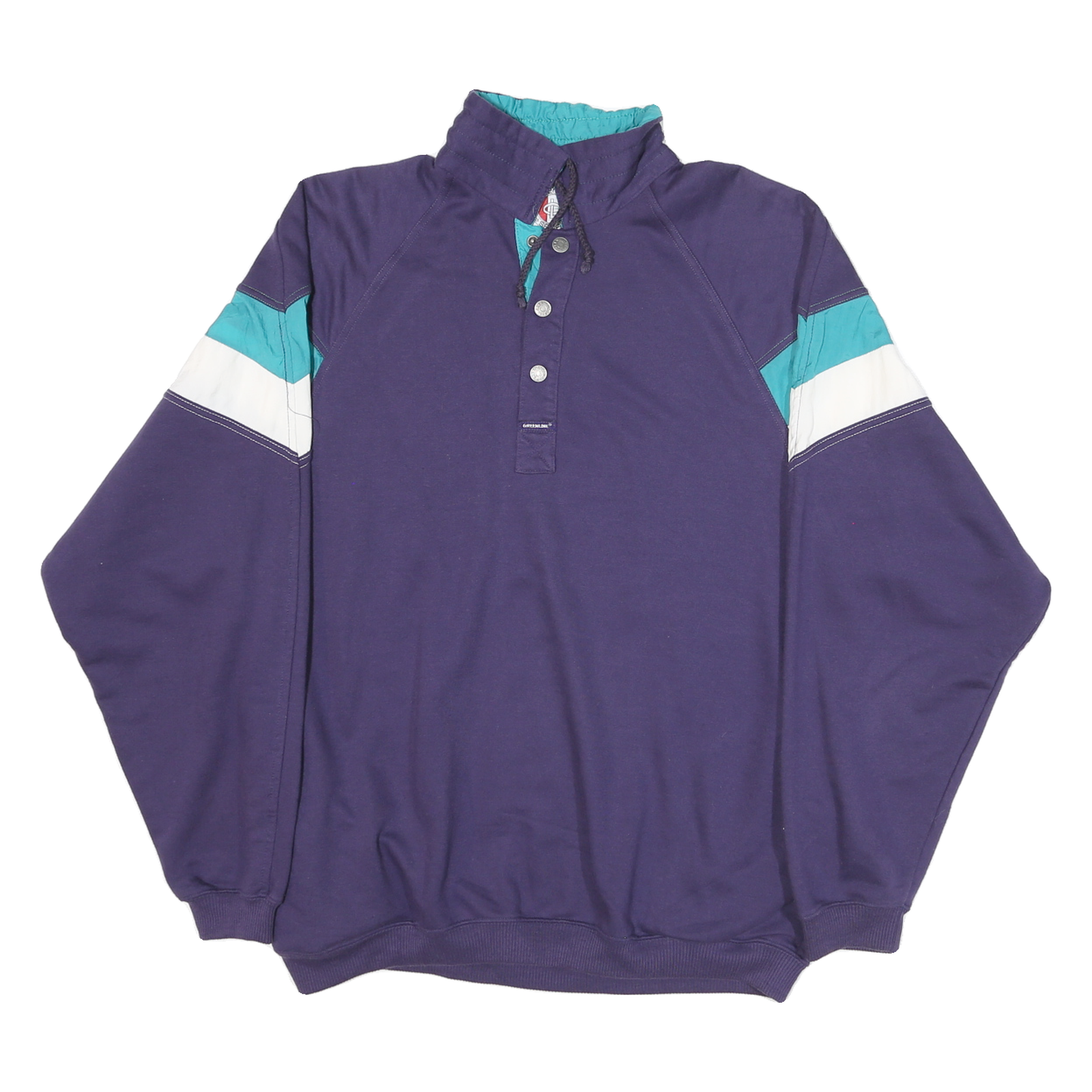 GREENLINE SPORT Mens Blue & Teal Sweatshirt High Neck XL Cotton Blend Casual