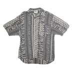 MIX STUDIO Mens Grey Patterned Cotton Shirt M Casual Summer Short Sleeve