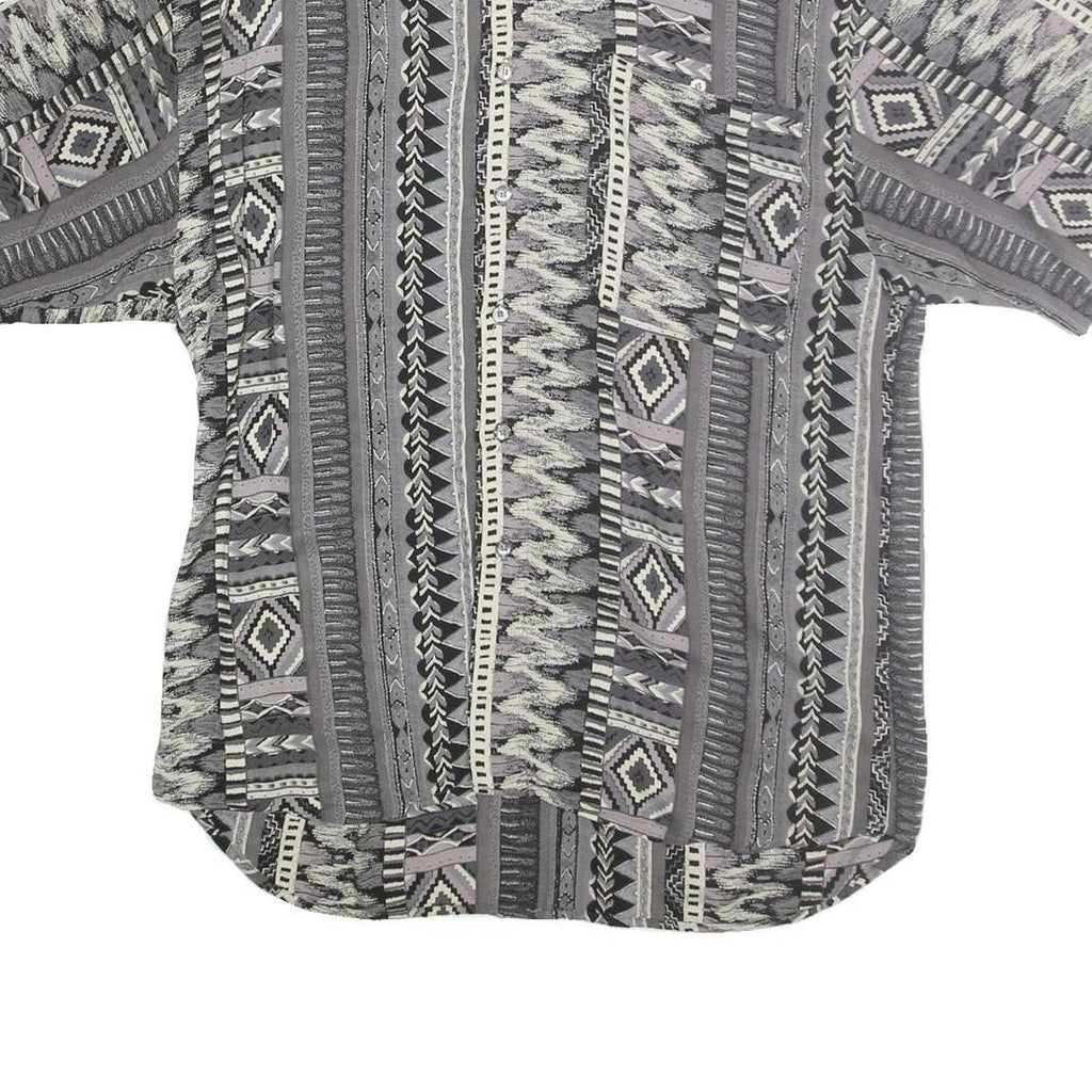 MIX STUDIO Mens Grey Patterned Cotton Shirt M Casual Summer Short Sleeve