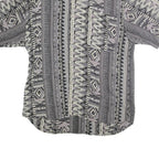 MIX STUDIO Mens Grey Patterned Cotton Shirt M Casual Summer Short Sleeve