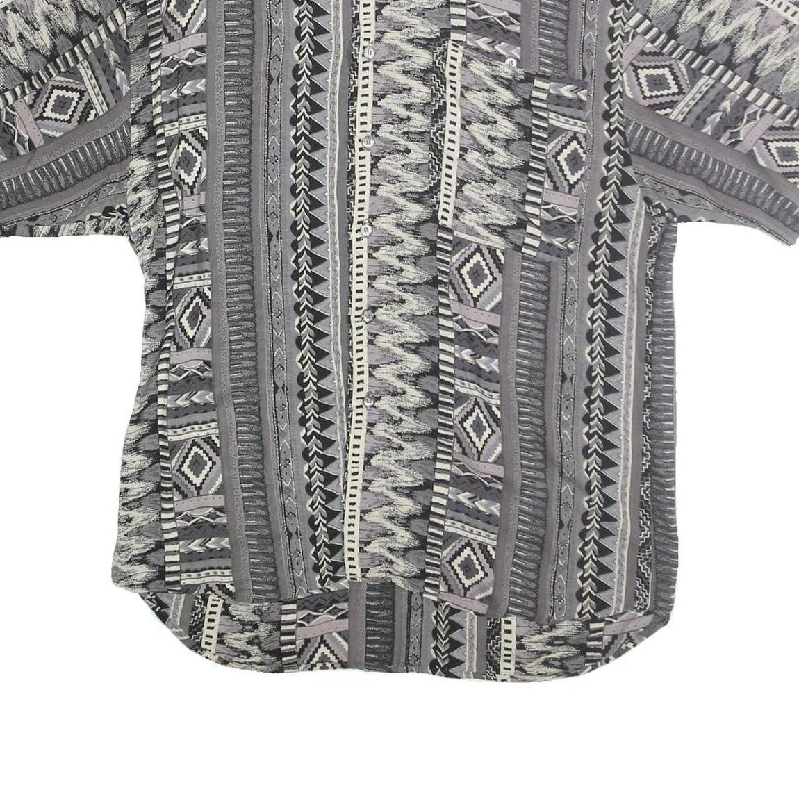 MIX STUDIO Mens Grey Patterned Cotton Shirt M Casual Summer Short Sleeve