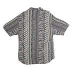 MIX STUDIO Mens Grey Patterned Cotton Shirt M Casual Summer Short Sleeve