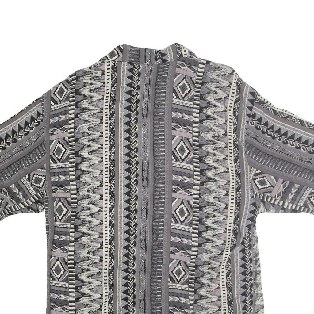 MIX STUDIO Mens Grey Patterned Cotton Shirt M Casual Summer Short Sleeve