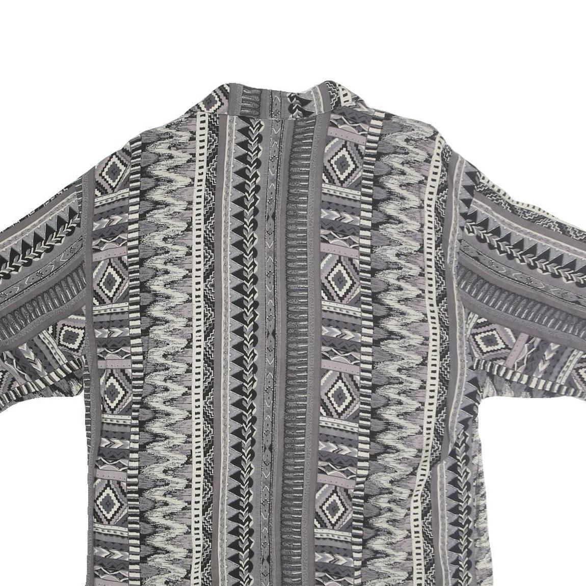 MIX STUDIO Mens Grey Patterned Cotton Shirt M Casual Summer Short Sleeve