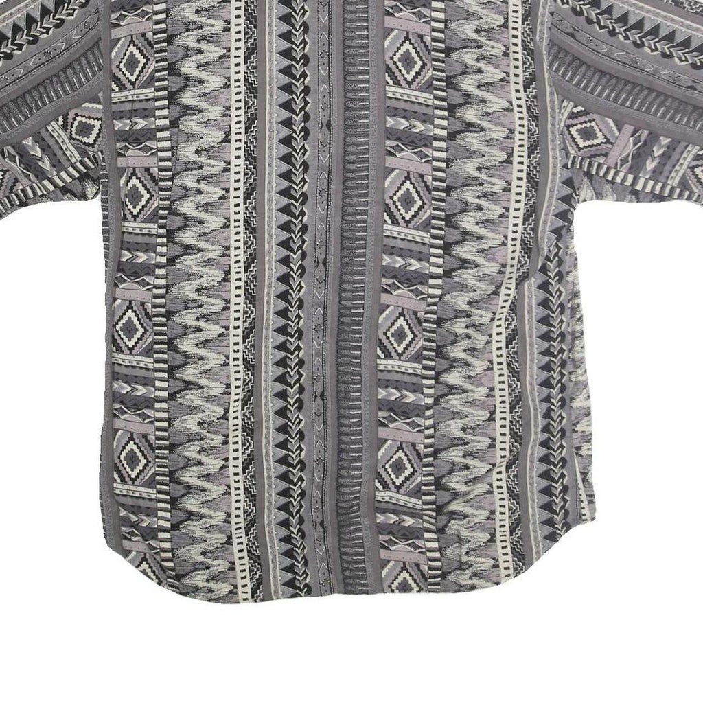 MIX STUDIO Mens Grey Patterned Cotton Shirt M Casual Summer Short Sleeve