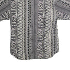 MIX STUDIO Mens Grey Patterned Cotton Shirt M Casual Summer Short Sleeve