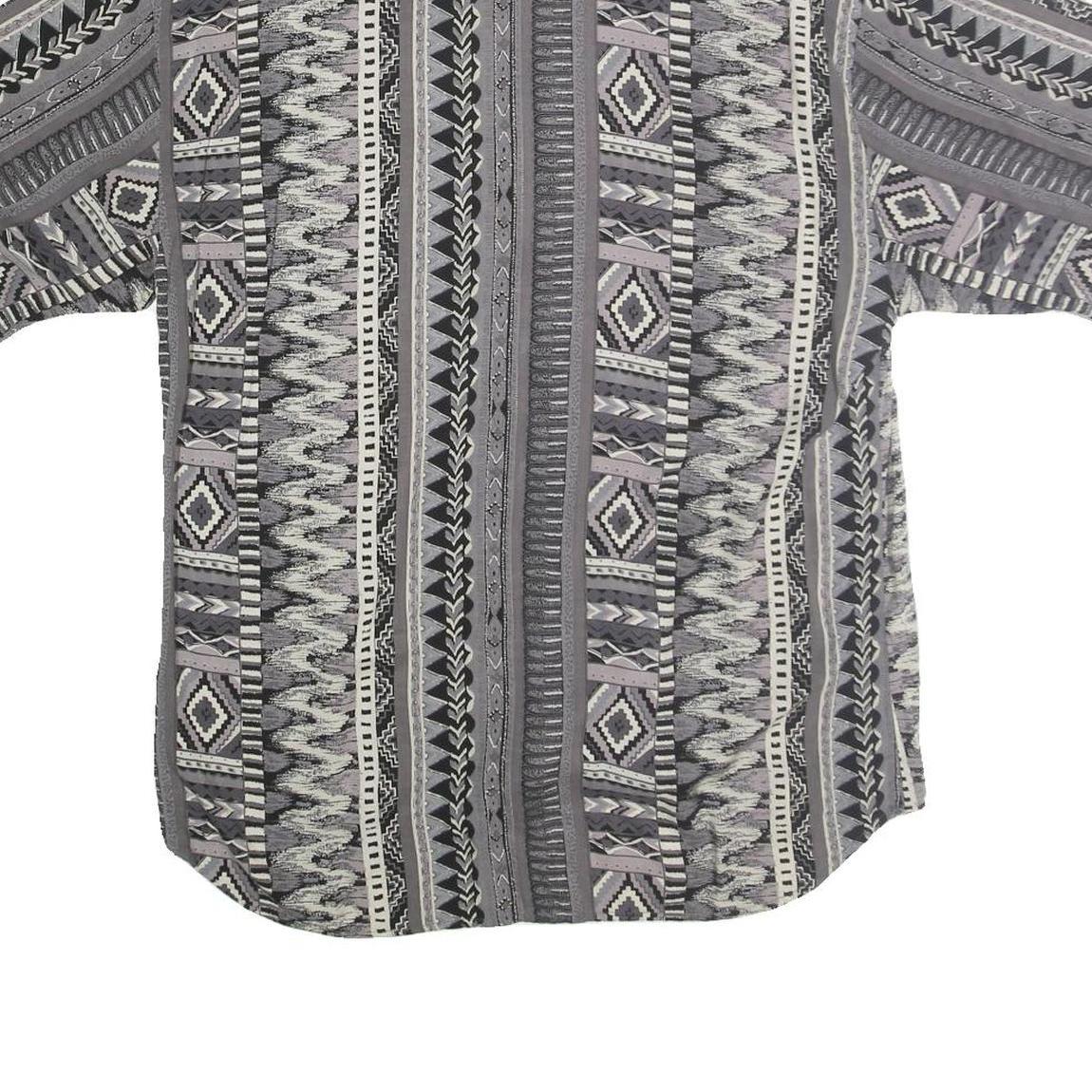 MIX STUDIO Mens Grey Patterned Cotton Shirt M Casual Summer Short Sleeve