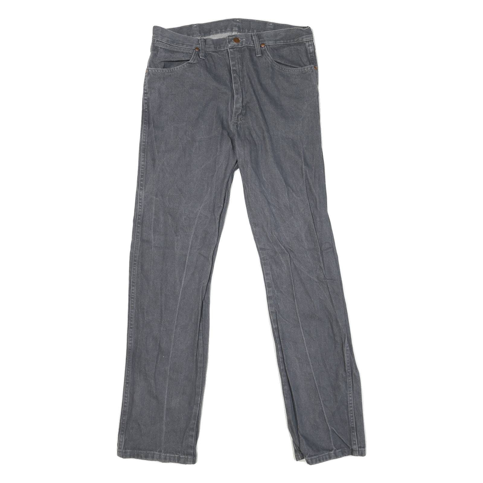 WRANGLER Mens Classic Blue Jeans Denim Medium W34 L33 Comfortable Zip Closure