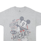 DISNEY Mens Grey My Disney Side Is All Mickey T-Shirt XL Short Sleeve Crew Neck
