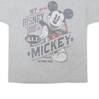 DISNEY Mens Grey My Disney Side Is All Mickey T-Shirt XL Short Sleeve Crew Neck