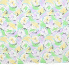 Womens White Green & Yellow Floral Printed Shirt Short Sleeve Collared L Summer