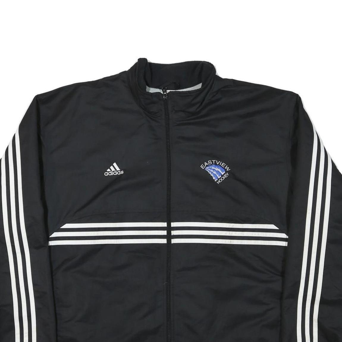 ADIDAS Mens Black White Eastview Hockey Track Jacket XL Polyester Blend Zip