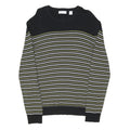 CALVIN KLEIN Mens Black Grey White Lime Stripe Pattern Crew Neck Basic Knit
