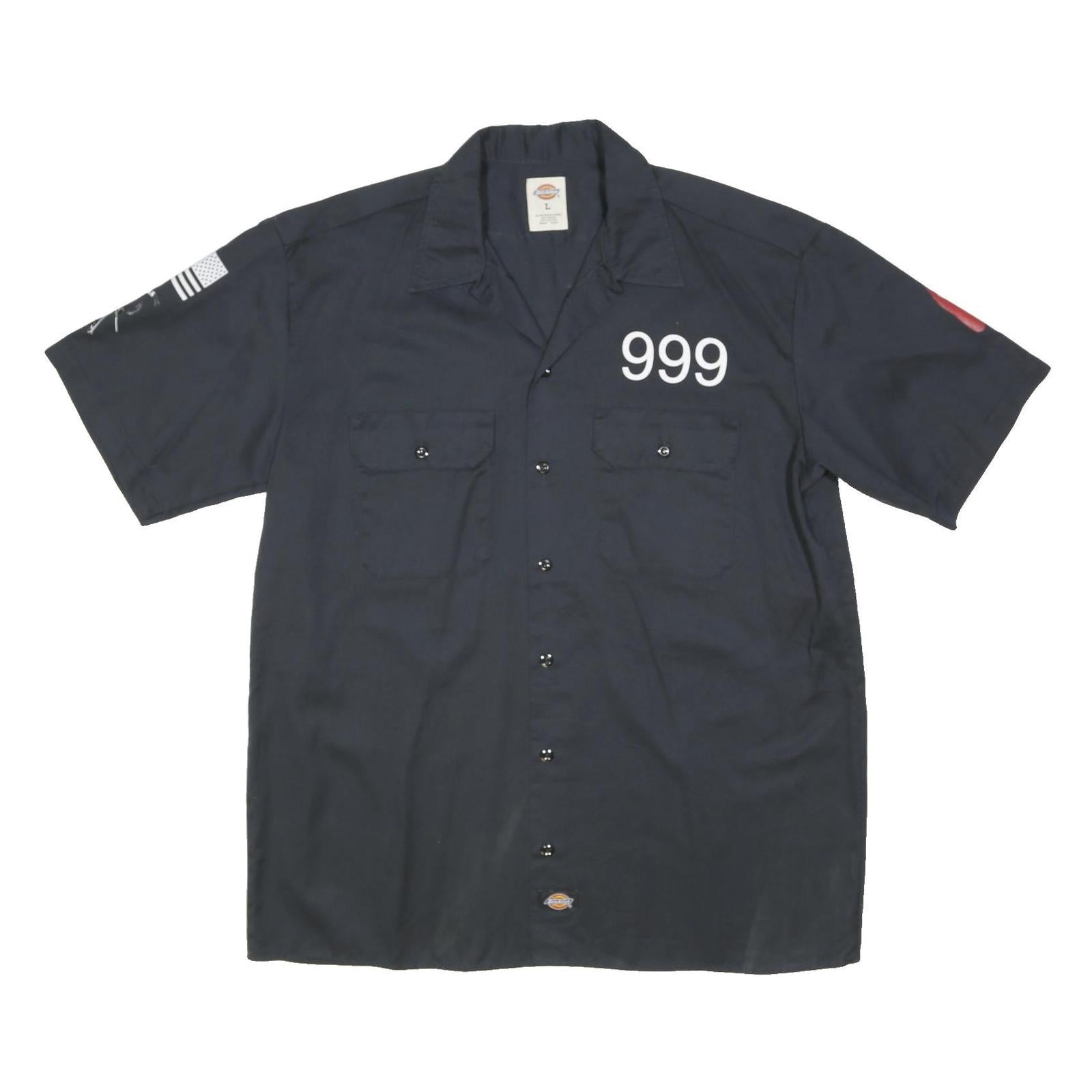 DICKIES Mens Navy Blue Work Shirt L Ranger Road Veteran Support Logos